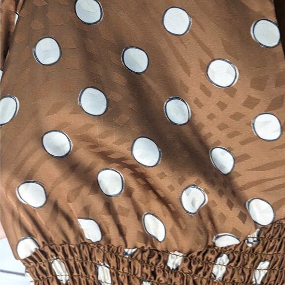 Slate & Willow Sketched Polka Dot Wide Leg Crop Jumpsuit Brown Women's Size 2 - Picture 10 of 14